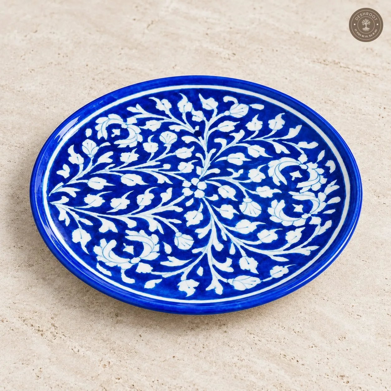 Royal Blue and White Floral Decorative Plate