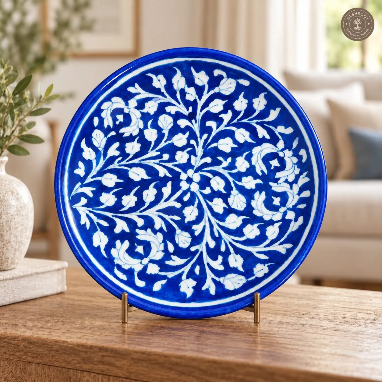 Royal Blue and White Floral Decorative Plate