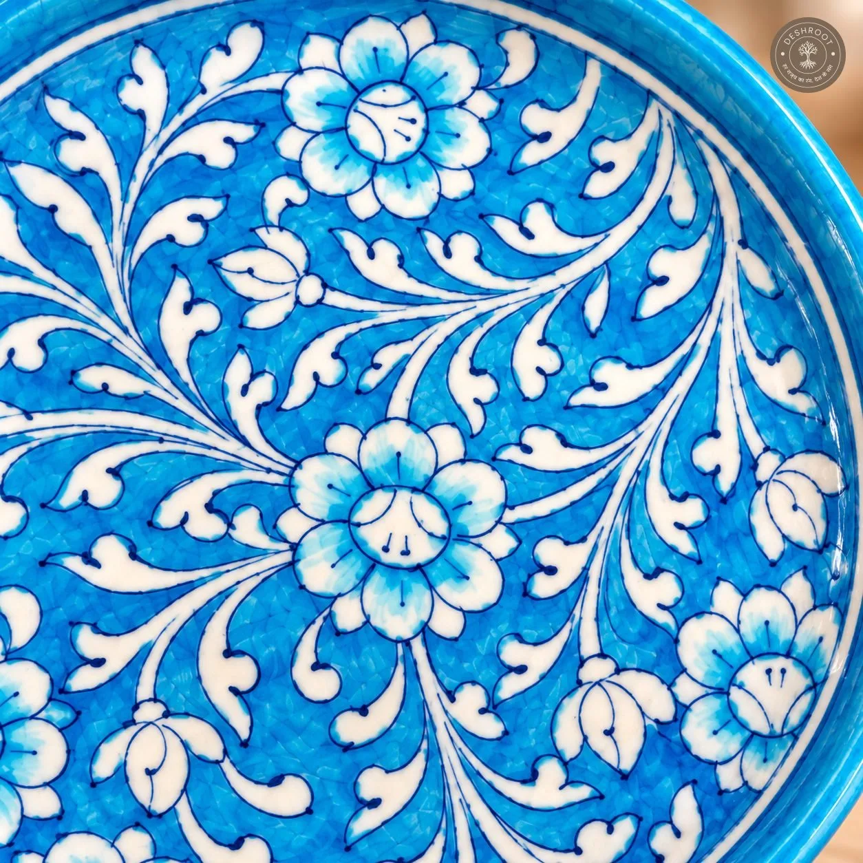 Turquoise Blue and White Floral Decorative Plate