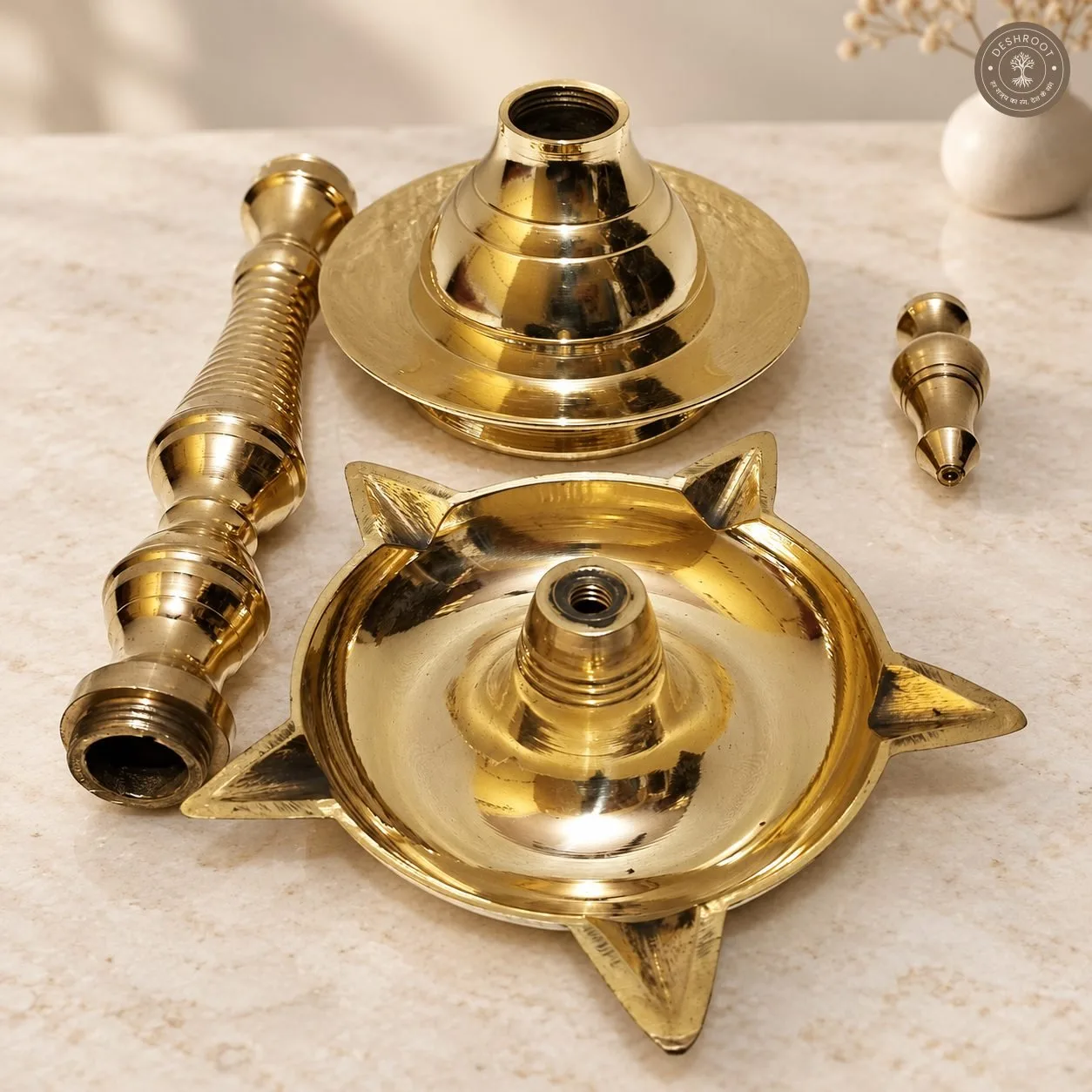 Handcrafted Brass Menar Deep - 13 Inch Standing Diya