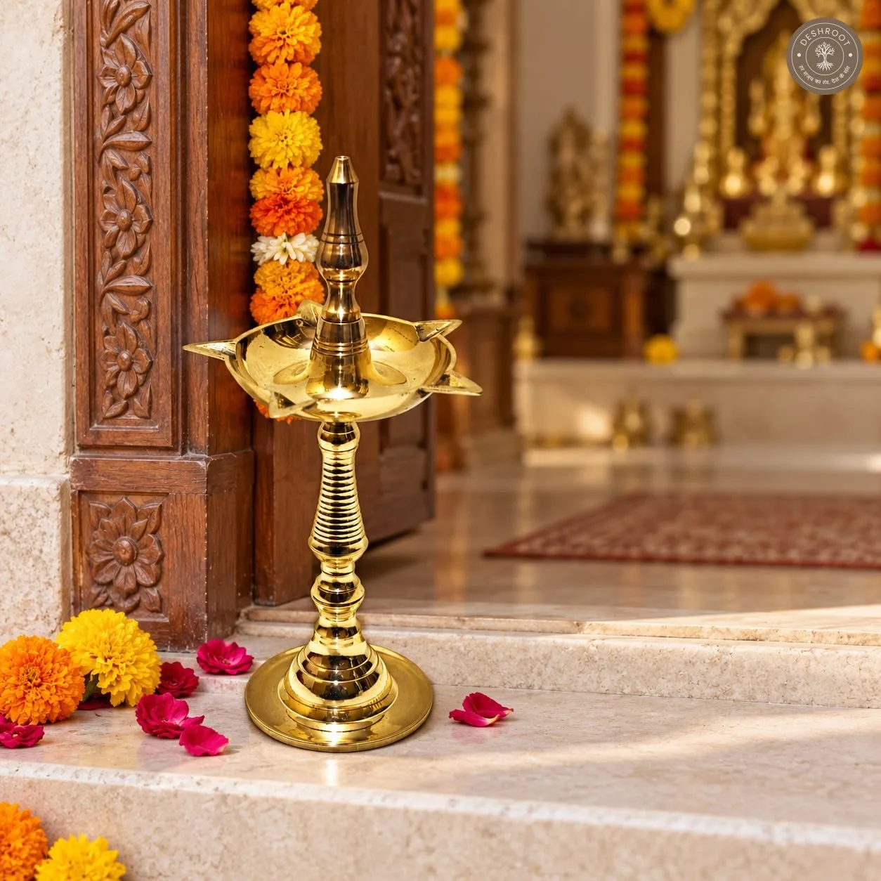 Handcrafted Brass Menar Deep - 13 Inch Standing Diya