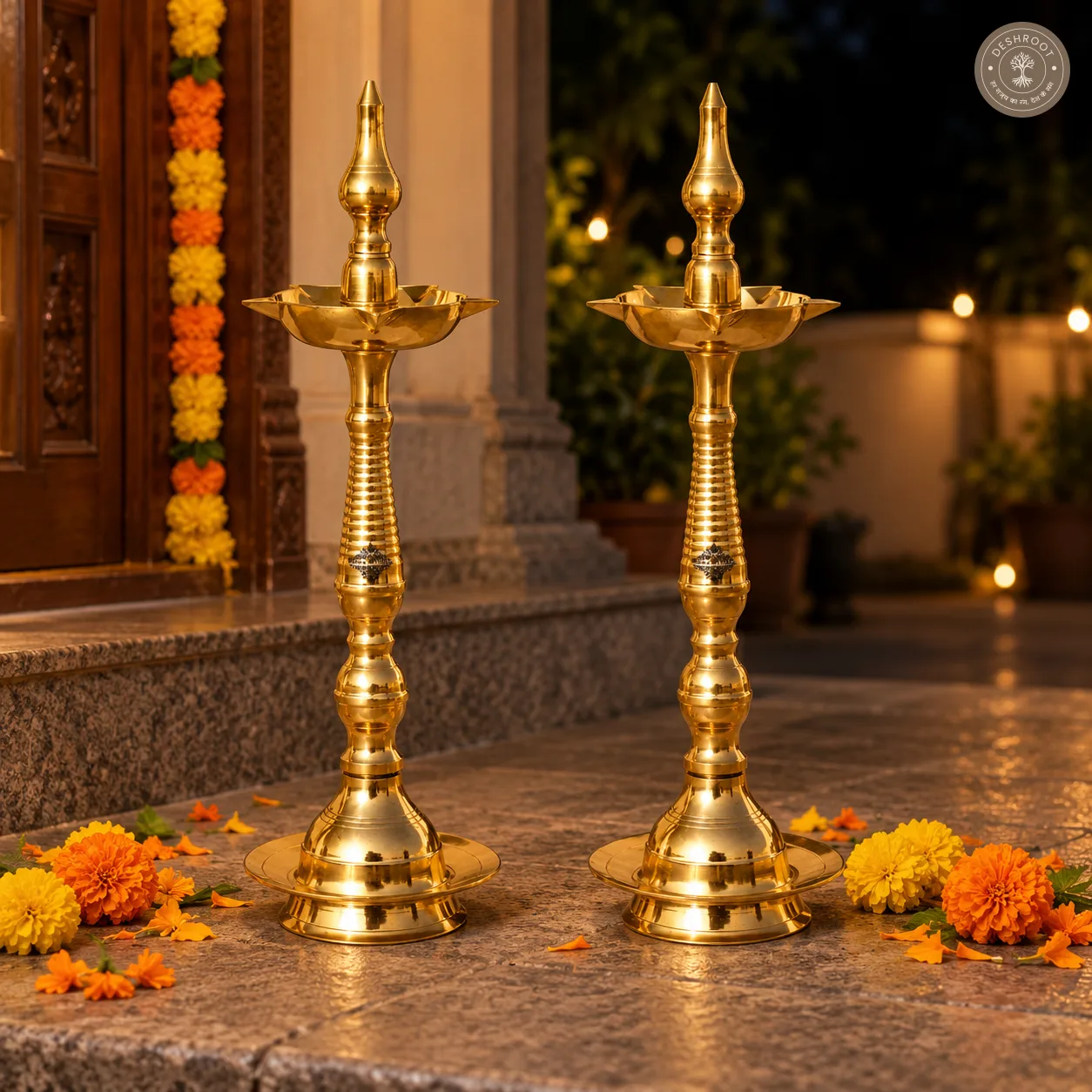 Handcrafted Brass Menar Deep - 13 Inch Standing Diya