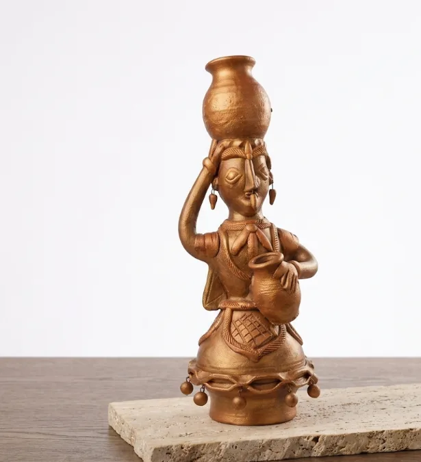 Handcrafted Terracotta Tribal Woman Statue with Pot