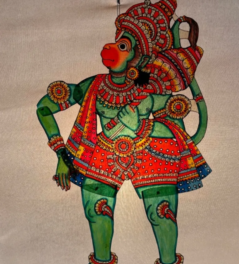 Tholubommalata 18-Inch Green Hanuman Natural Leather Puppet