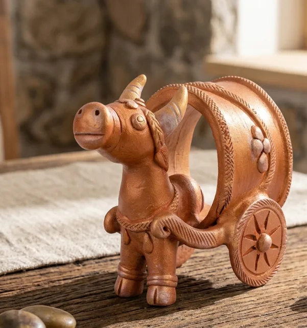 Handcrafted Terracotta Bullock Cart