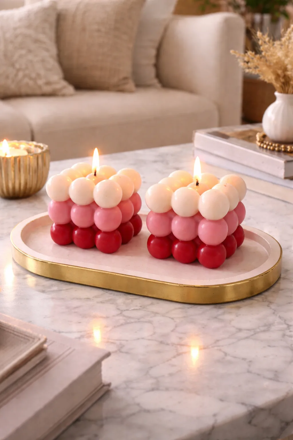 Bubble Cube Candles – Aesthetic Decorative Scented Wax Candles for Home Décor