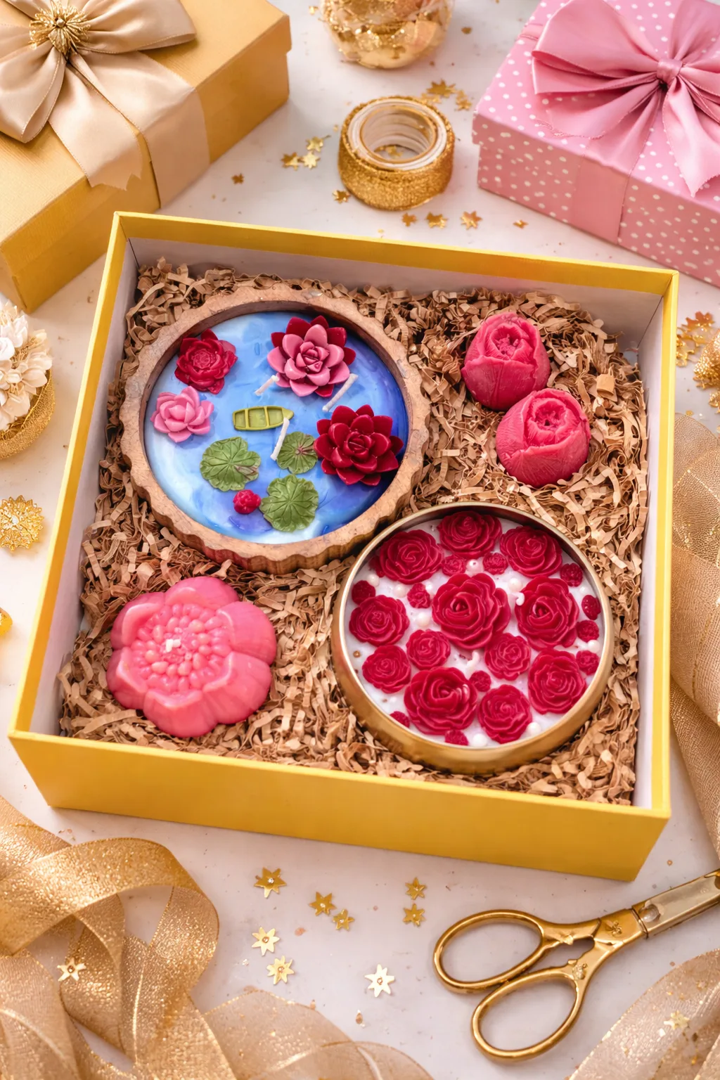Luxury Lotus Garden Candle Gift Box Set – Handcrafted Soy Wax Floral Candles