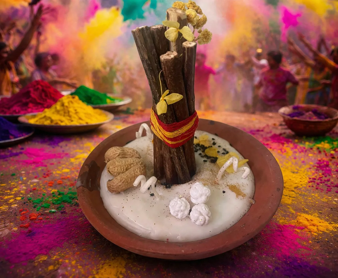 Handcrafted Holika Dahan Candle in Terracotta Bowl