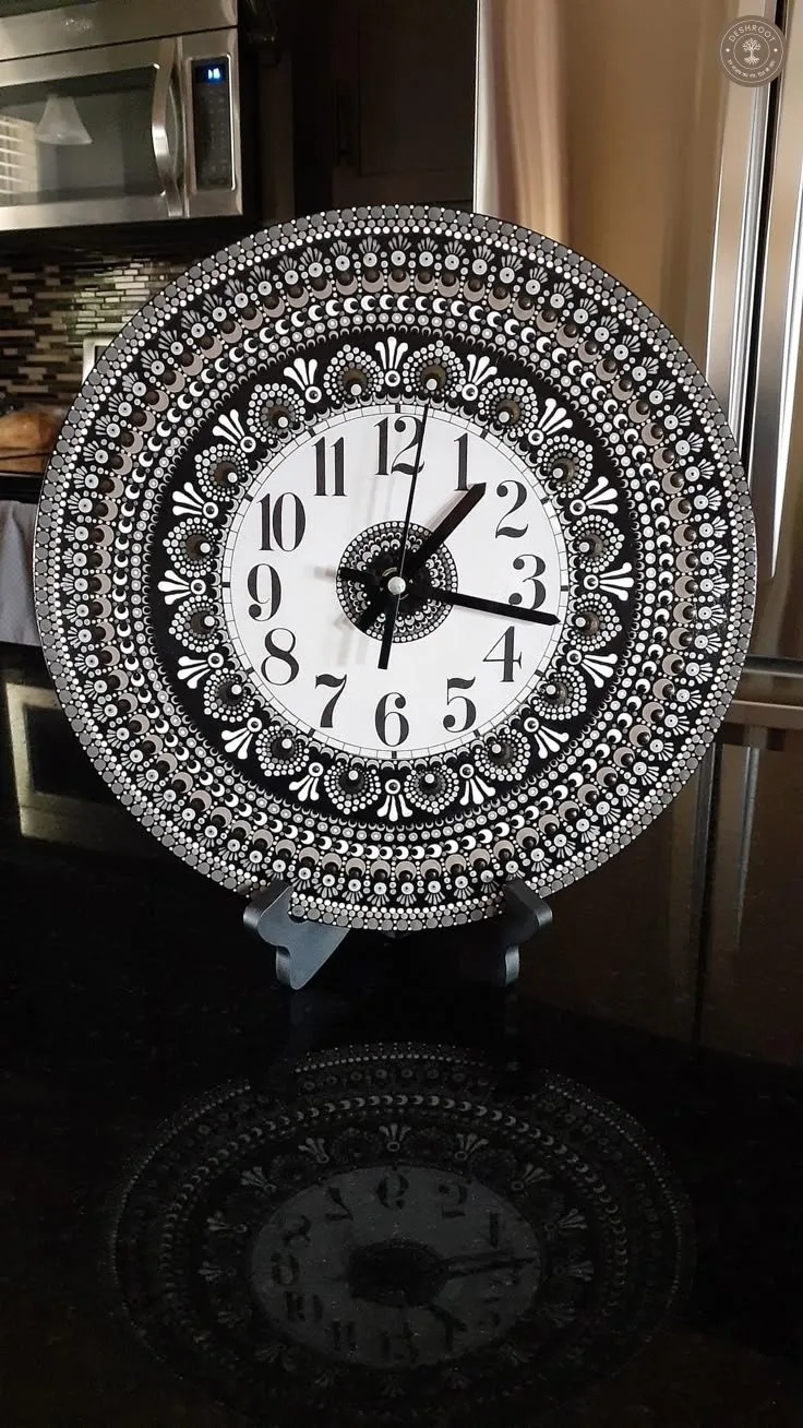 Handcrafted Mandala Art Wooden Wall Clock