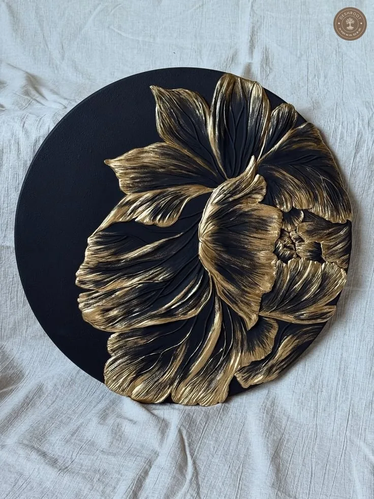 Handcrafted Golden Floral 3D Wall Art