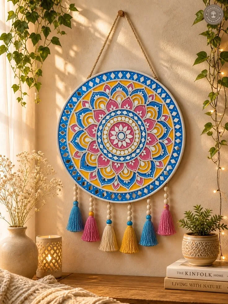 Handcrafted Boho Mandala Wall Hanging with Tassels