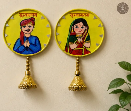 Traditional Welcome Couple Wall Hanging with Bell