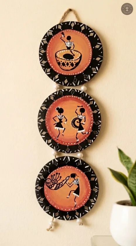 Tribal Folk Art Three-Panel Wall Hanging