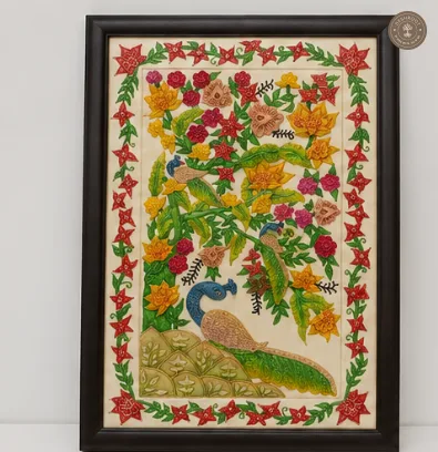 Handcrafted Peacock & Floral Wall Art