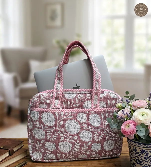 Vintage Rose Quilted Laptop Bag