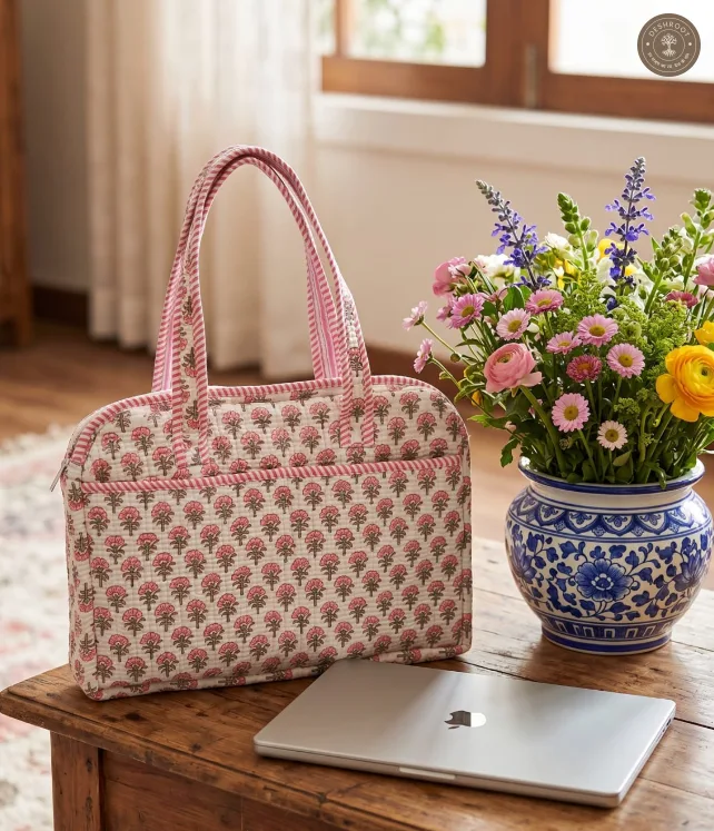 Mini Floral Quilted Laptop Bag