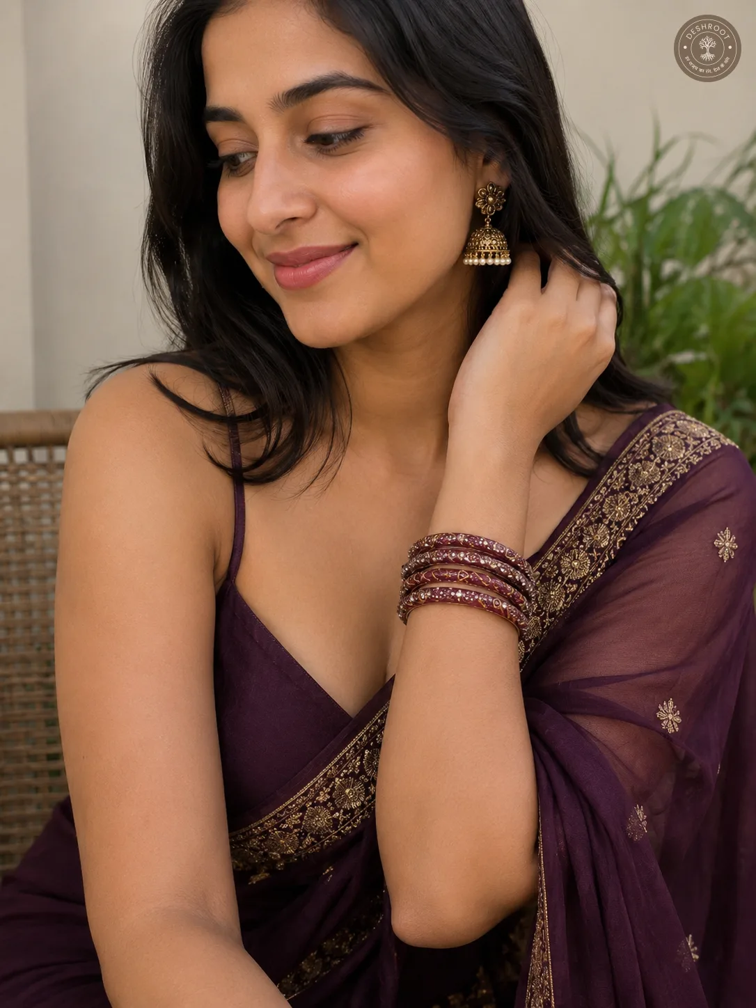 Royal Plum Crystal Designer Bangle Set