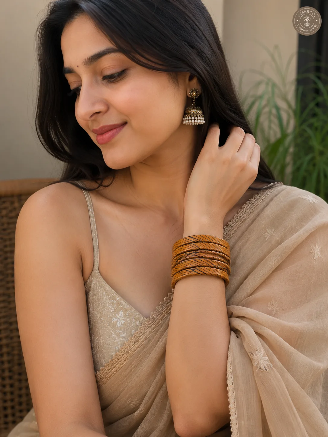 Amber Earth Handcrafted Stripe Bangle Set