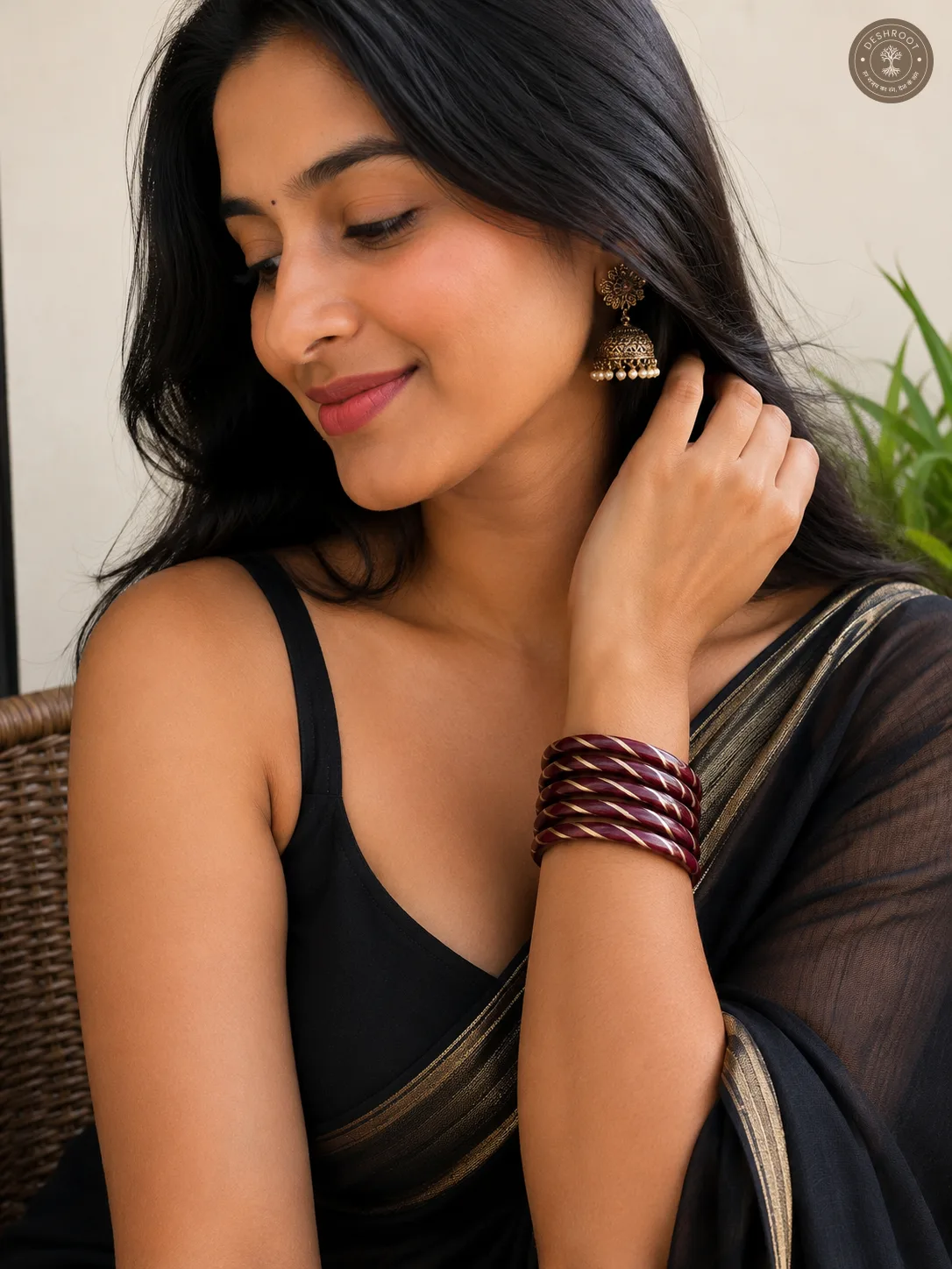 Ruby Radiance Gold Twist Bangle Set