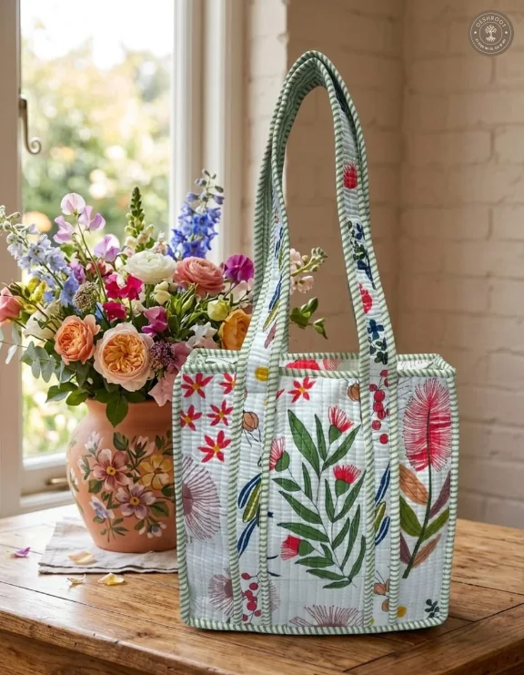 Botanical Garden Quilted Lunch Box Hand Bag
