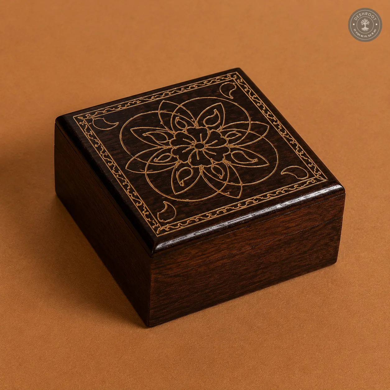Mandala Heritage Wooden Tea Coaster Box