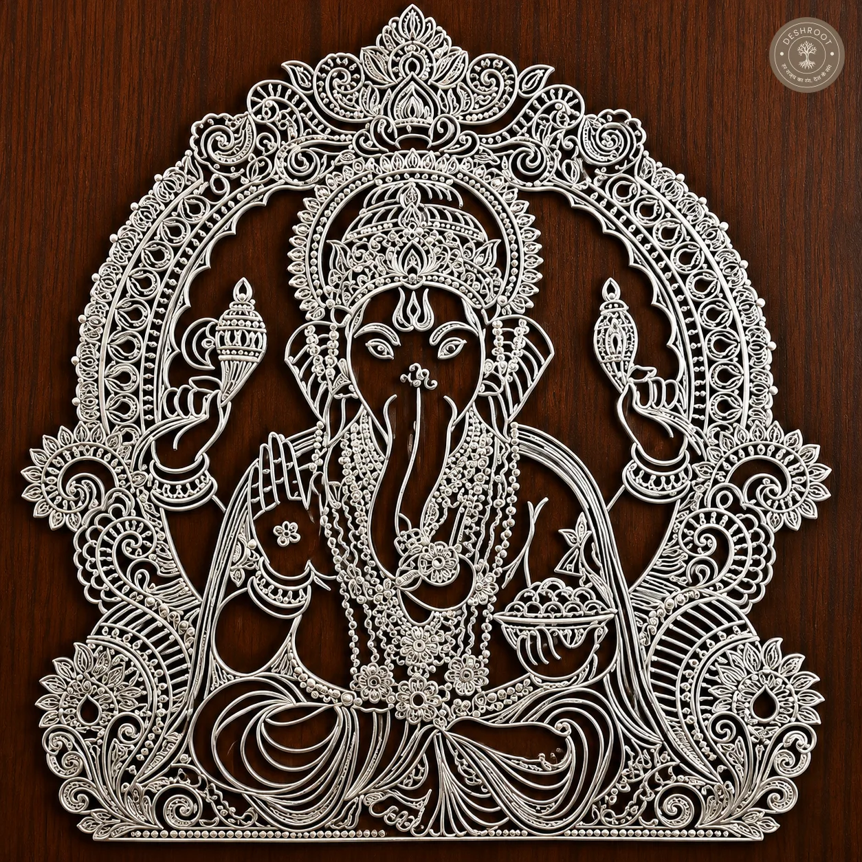 Divine Ganesha Handcrafted Wooden Wall Frame