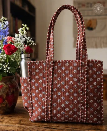 Brown Floral Printed Multipurpose Shoulder Bag for Women