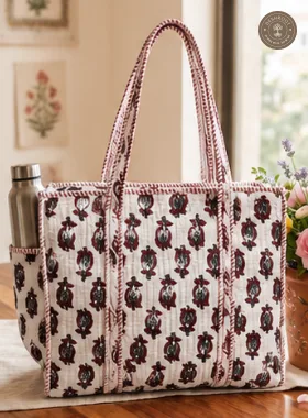 White Floral Buti Printed Multipurpose Shoulder Bag for Women