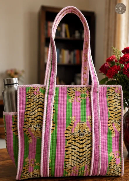 Pink Tiger Printed Multipurpose Shoulder Bag for Women
