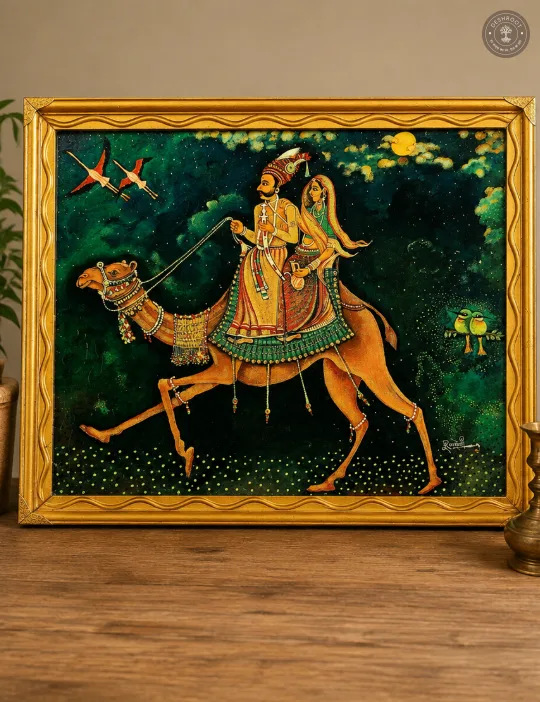 Royal Camel Ride Traditional Rajasthani Folk Art Painting