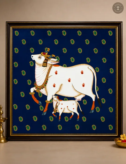 Kamadhenu Cow & Calf Pichwai Painting