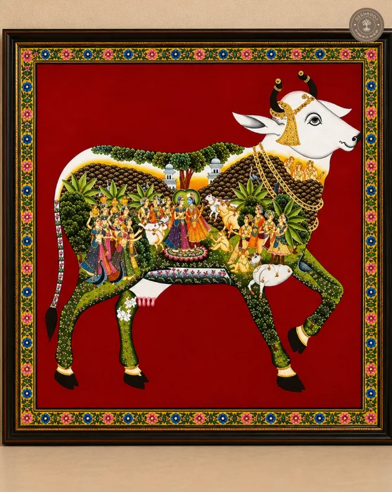 Kamadhenu with Raas Leela Pichwai Painting