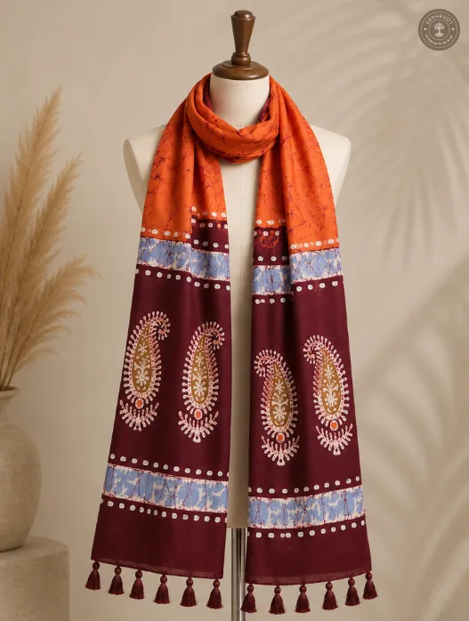 Hand-Dyed Pure Chanderi Silk Cotton Stole