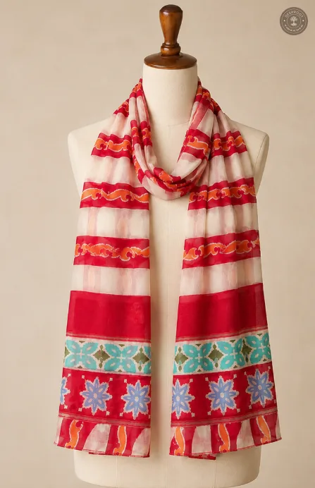 Pure Chanderi Silk-Cotton Hand-Dyed Designer Stole