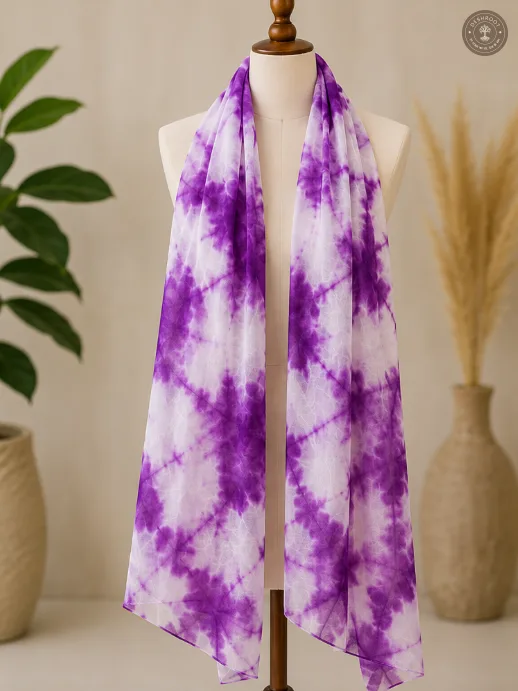 Hand-Dyed Purple Chanderi Silk Cotton Stole