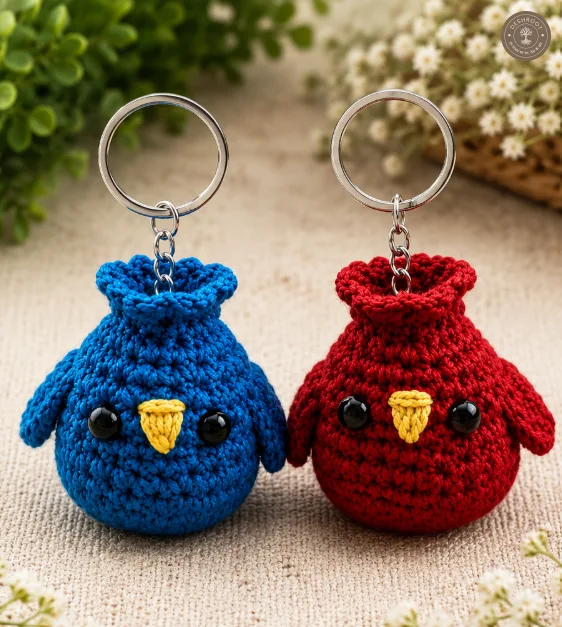 Handmade Crochet Bird Keychain