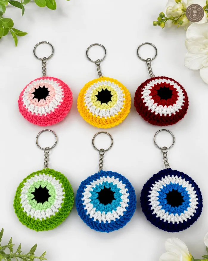 Handmade Crochet Evil Eye Keychain