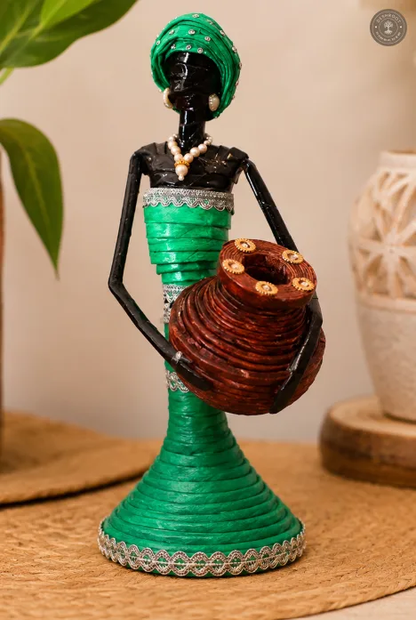Handcrafted Tribal Woman with Basket Showpiece