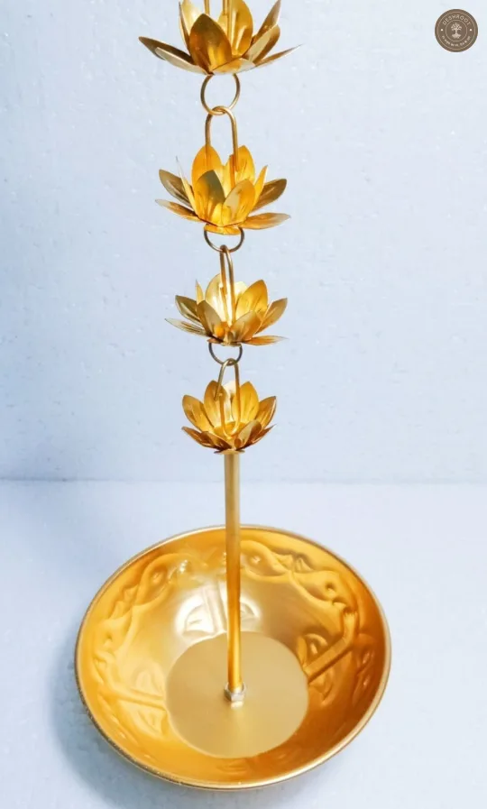 Iron Gold Metal Lotus Rain Chain Hanging  Urlie Bowl for Home Decor
