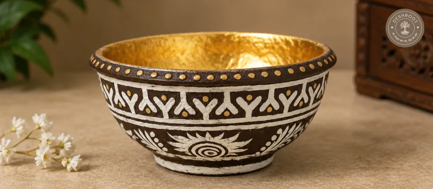 Handcrafted Paper Mache Decorative Bowl