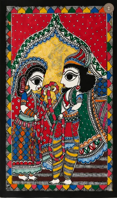Handmade Madhubani Wedding Painting
