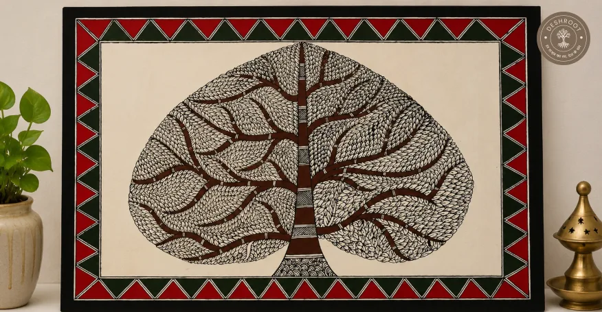 Handmade Madhubani Tree of Life Painting