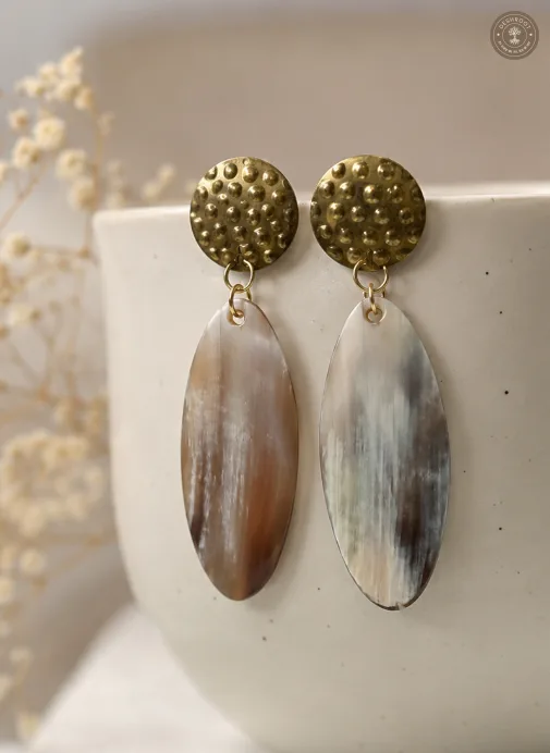 Handcrafted Brass & Resin Drop Earrings for Women