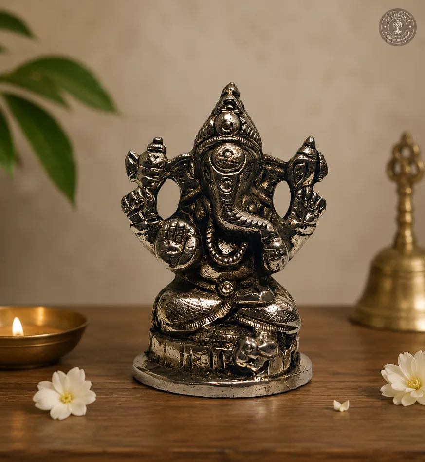 Antique Finish Lord Ganesha Brass Idol