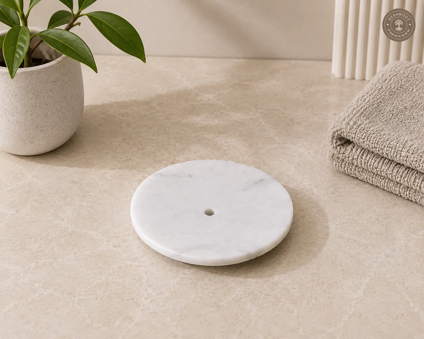 Premium Makrana Marble Round Soap Dish