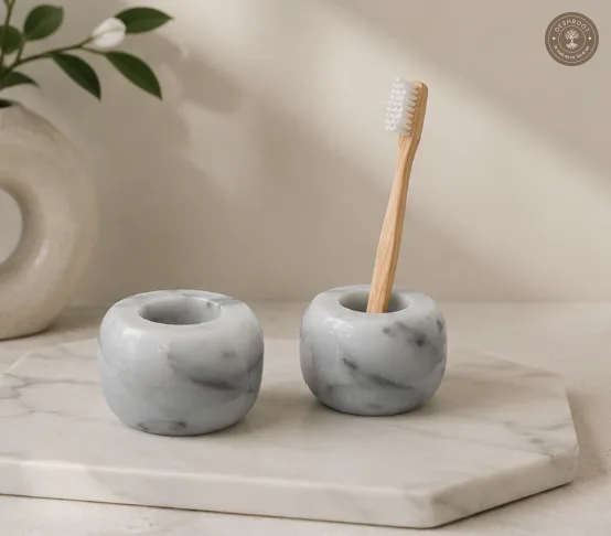 Agra Natural White Marble Multi-Purpose Holder - Pack of 2