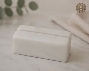 Handcrafted Agra Natural White Marble Business Card Holder
