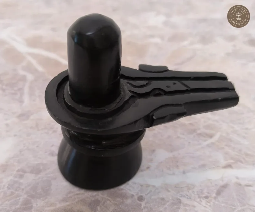Handcrafted Black Marble Shiva Lingam with Yoni Base