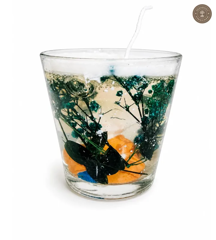 Handcrafted Botanical Glass Jar Candle with Dried Flowers
