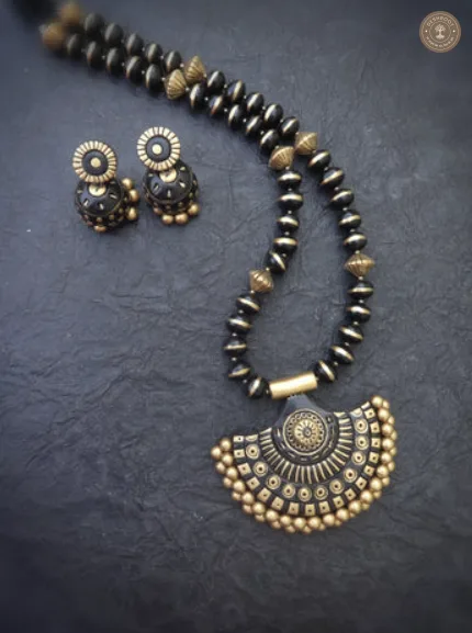 Antique Arc Majesty Terracotta Necklace | Handcrafted Tamil Nadu Terracotta Jewellery